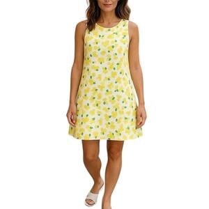 PAPPAGALLO Gwen Life Gives You Lemons Lemon Shift Dress SMALL Soft Summer Preppy